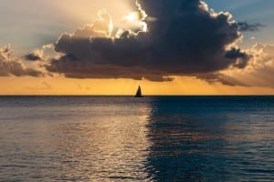 La Puesta Del Sol Del Océano Océano Atlántico Barbados