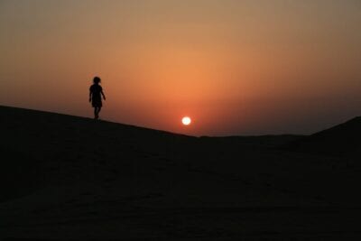 Omán Puesta Del Sol Desierto