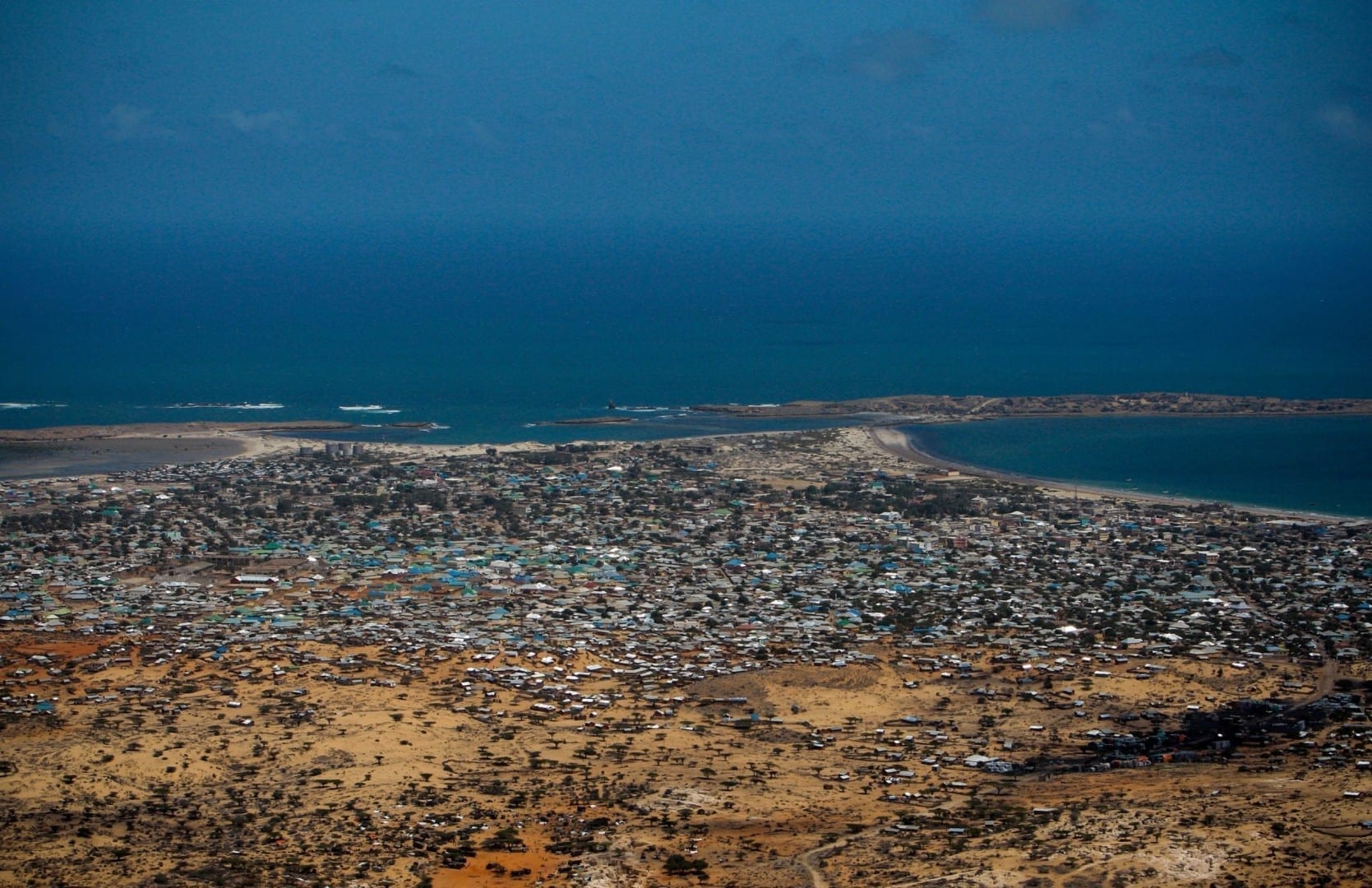 Una vista de pájaro de Kismayo. Somalia