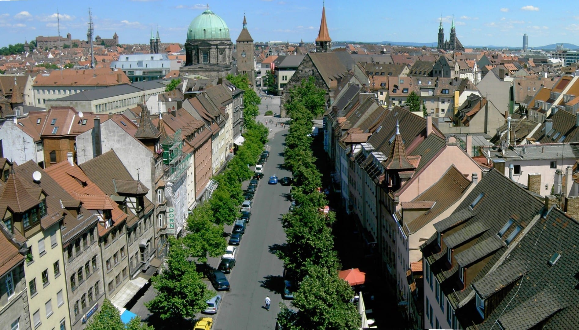 ciudad vieja, vista desde el oeste Núremberg Alemania
