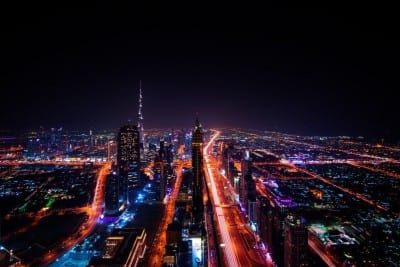 Dubai Rascacielos Luces De La Ciudad Emiratos Árabes Unidos