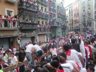 El encierro de los toros Pamplona España