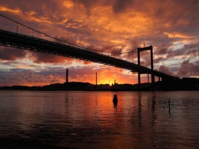 Gotemburgo älvsborgsbron Puesta Del Sol Suecia