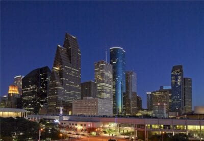 Horizonte Houston Anochecer Estados Unidos