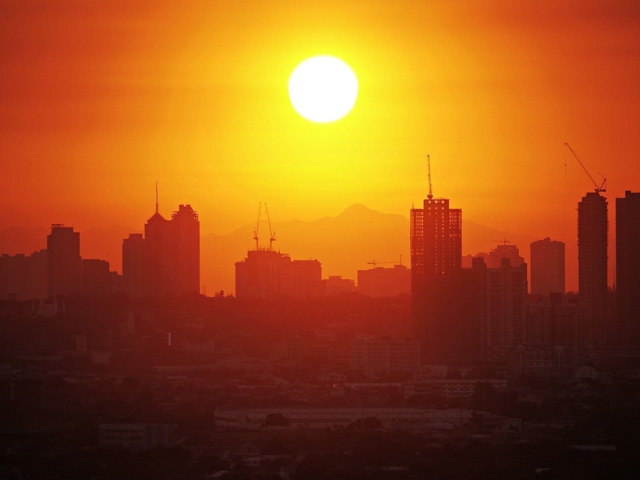 Manila Puesta De Sol Silueta Filipinas