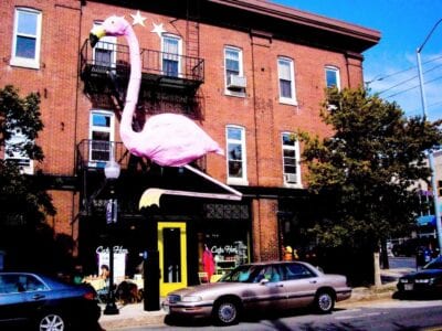 (6.) Pink Flamingo sobre el Cafe Hon en Hampden Baltimore Estados Unidos