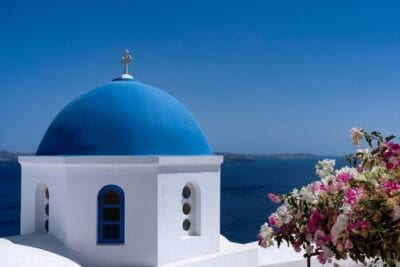 Santorini Azul Cúpula Grecia