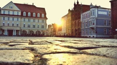 Stralsund Por La Noche Sun Alemania