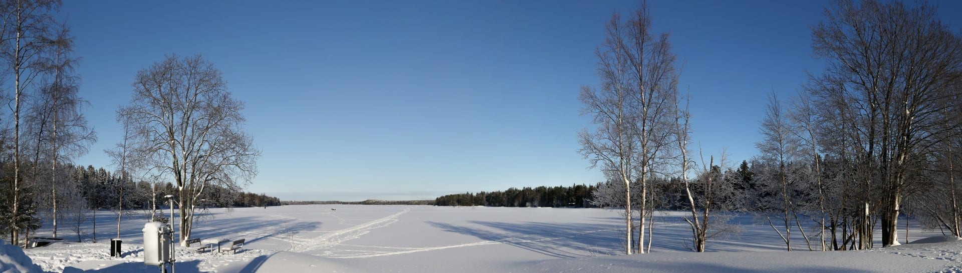 Vista de Nydalasjön desde el extremo sur en febrero de 2013. Umea Suecia