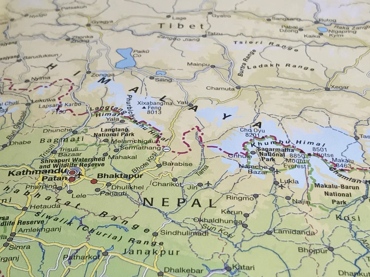 Mapa Himalaya Tíbet China