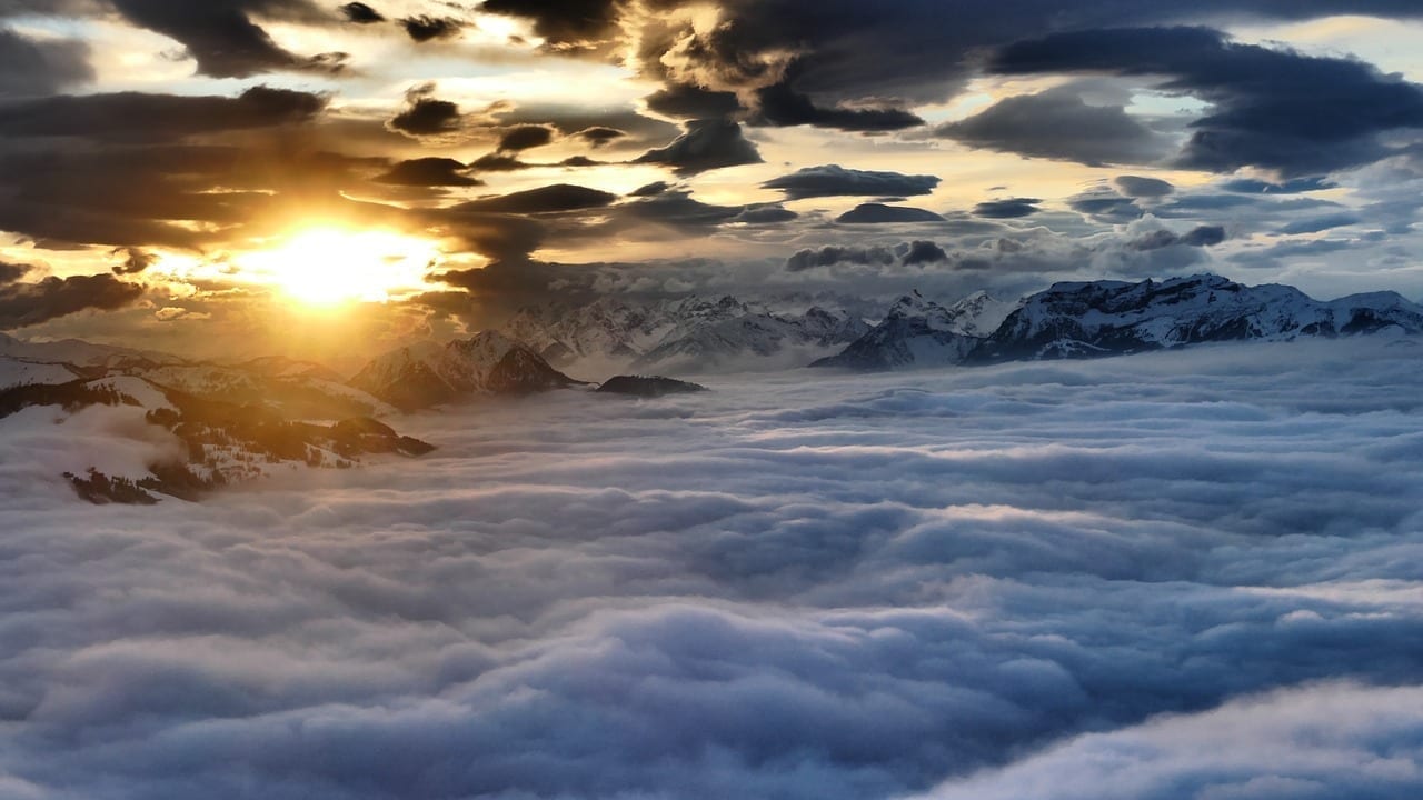 Salve Alta Austria Puesta Del Sol Humor De La Noche En La Montaña Italia