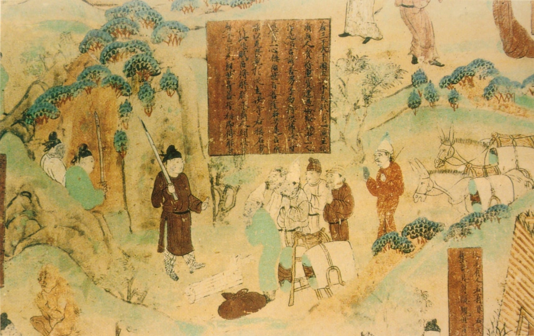 Una pintura de los comerciantes de la Dinastía Tang, las Cuevas de los Mil Budas de Bezeklik Turfán China
